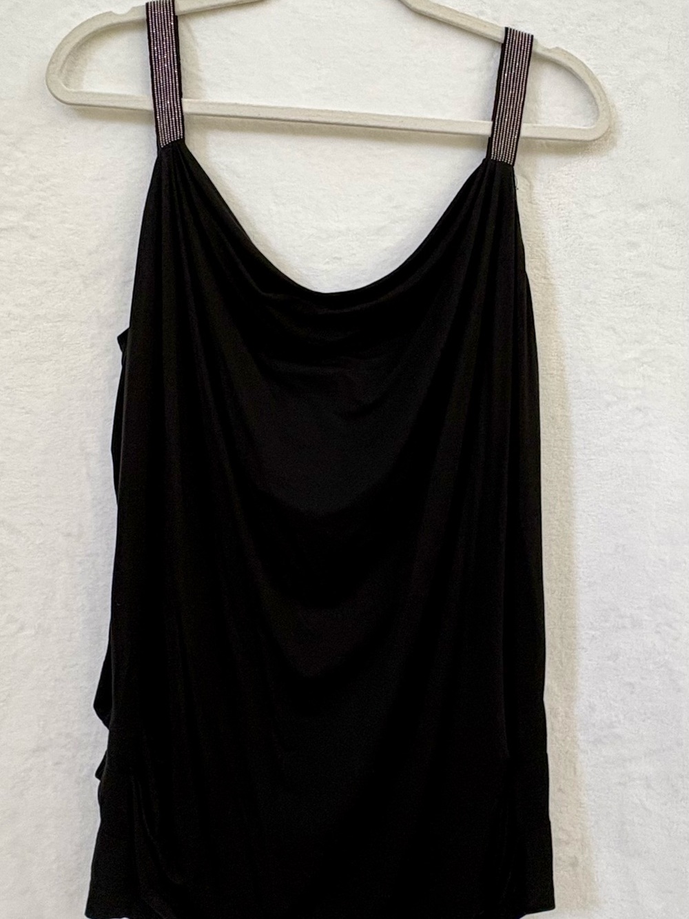bebe Black Tank with Rhinestone-Trim Straps